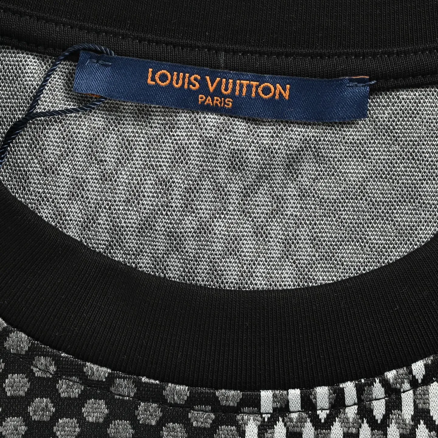 Louis Vuitton/Louis Vuitton rhinestone letter logo checkerboard short sleeves